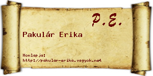Pakulár Erika névjegykártya